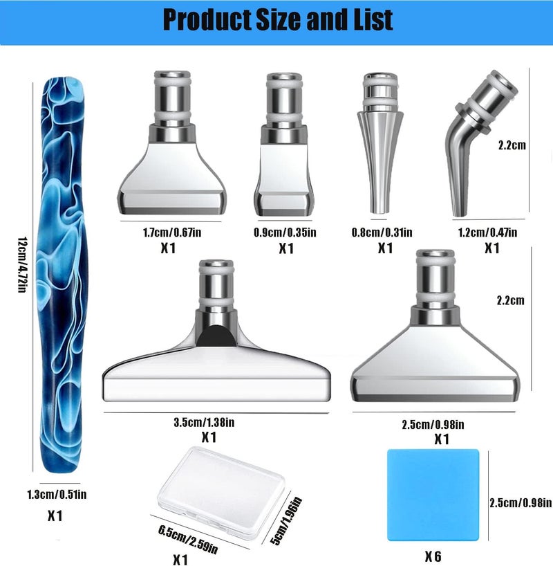 Heyseri Diamond Art Painting Pens, Ergonomic Diamond Painting Drill Pens Tools Accessories, Gem Art Pen Tools with Metal Tips for 5D Craft Nail (Blue) - Image 2